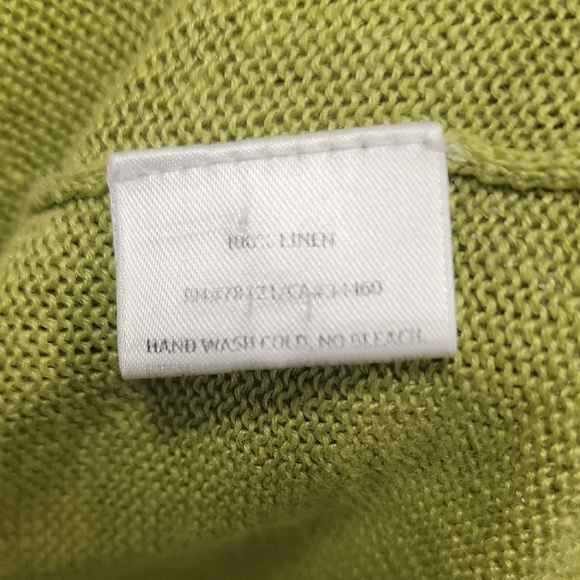 Eileen Fisher Chartruese Green Knit Linen Sweater - Picture 3 of 15
